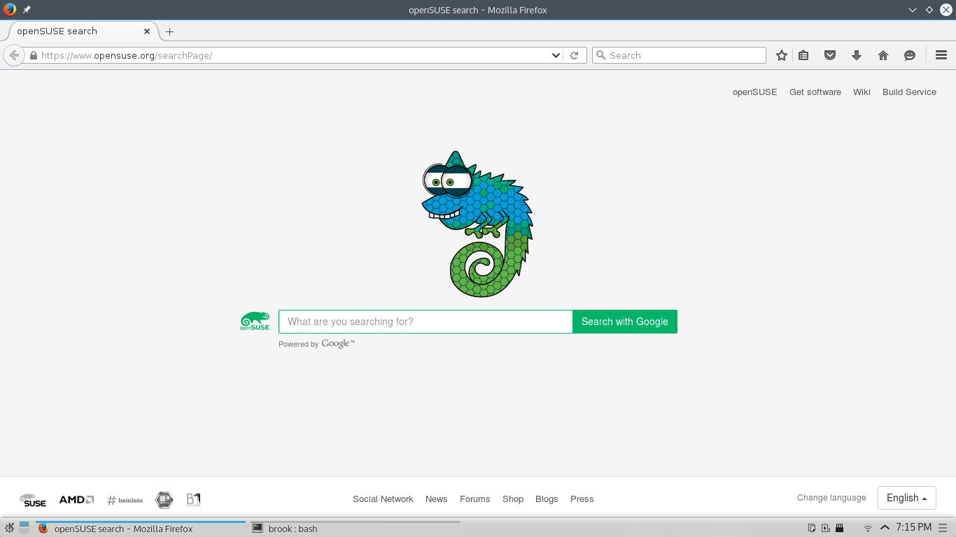 openSUSE has nicely customized the Firefox start page