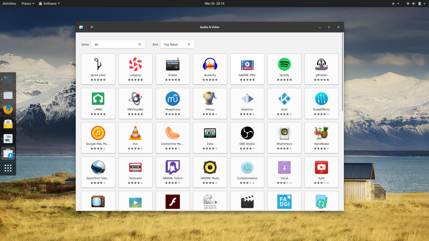 GNOME Software on Clear Linux 28210
